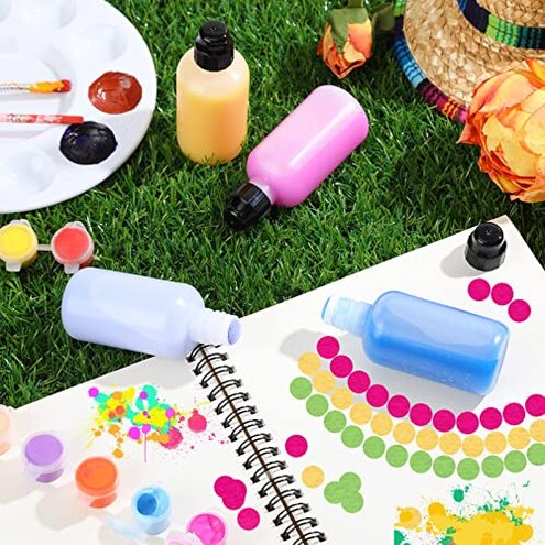 MAQUITA 24 Pieces Empty 2 Ounce Paint Daubers bottles Marker Bottle Handy Sponge Tip Paint Dabbers Bottles Refillable Squeeze Bingo Daubers for Graffiti Art Wooden Boards Cloth Crafts