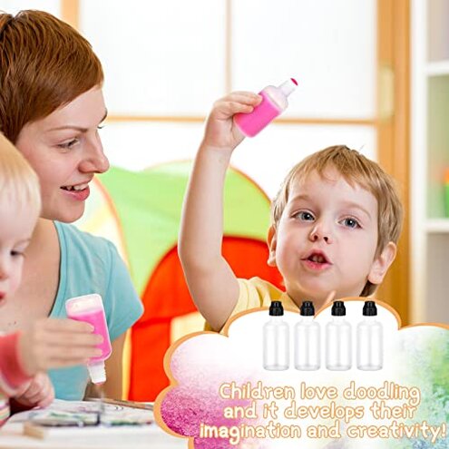 MAQUITA 24 Pieces Empty 2 Ounce Paint Daubers bottles Marker Bottle Handy Sponge Tip Paint Dabbers Bottles Refillable Squeeze Bingo Daubers for Graffiti Art Wooden Boards Cloth Crafts