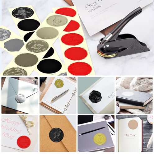 Book Embosser Personalized Custom Embosser Stamp Your Own Text or Logo Design for Books Business Cards Paper Documents Notebooks etc.