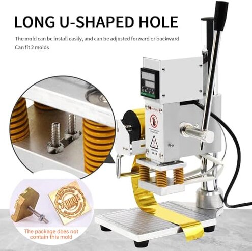 Upgraded Hot Foil Stamping Machine 10x13cm Leather Bronzing Pressure Mark Machine 110V with Full Scale on The Base Plate for PVC Leather PU Paper Logo Embossing