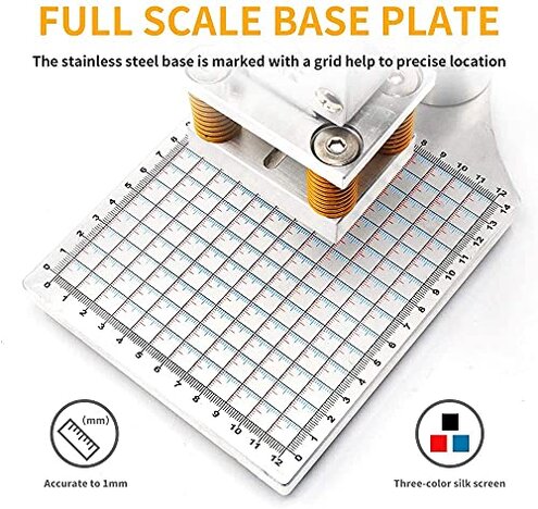 Upgraded Hot Foil Stamping Machine 10x13cm Leather Bronzing Pressure Mark Machine 110V with Full Scale on The Base Plate for PVC Leather PU Paper Logo Embossing