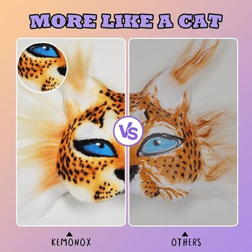 Pre Felted Therian Cat Mask Kit - Set of 3 with Fleeced Cat Mask Bases, Faux Fur, Eye Mesh - Felted for You, Skip The Messy Work - Premium All-in-One Therian Kit