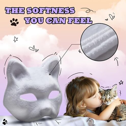 Pre Felted Therian Cat Mask Kit - Set of 3 with Fleeced Cat Mask Bases, Faux Fur, Eye Mesh - Felted for You, Skip The Messy Work - Premium All-in-One Therian Kit