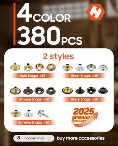 Heavy Duty Snap Fastener Tool, Snap Setter Tool with 100 Sets 4 Color Boat Cover Snaps, Snap Repair Kit, Repairing Boat Covers, Canvas, Fabric, Tarps