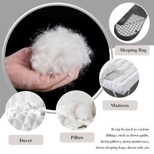 ROSE FEATHER Bulk Goose Down Feather Stuffing & Fill &ndash; Hypoallergenic Pillow Filling, Repair, Restuff, Fluff for Couch Cushions, Comforters, Jackets50/50-1/2Lb DIY