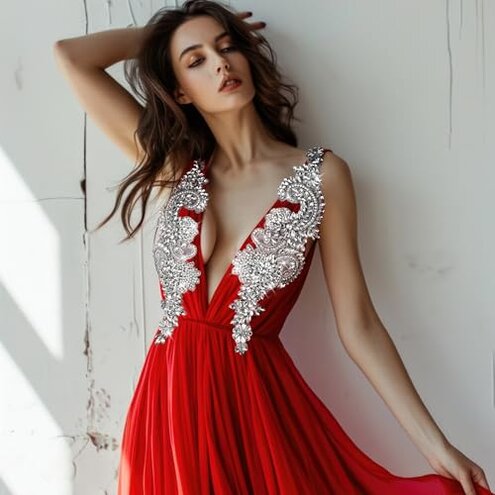 Aphlos Handcrafted Rhinestone Beaded Appliqu&eacute; Patches 1 Pair, Versatile for Evening Dresses, Bridal Gowns, Dance Costumes, Adds Sparkle to Garments, Easy to Attach Suitable for Sewing & Gluing