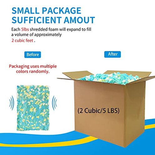 Welacer Shredded Memory Foam Filling 10lbs for Bean Bag Filler, Pillow Stuffing Cushion Arts Crafts Refill, Without Added Gel Particles, Premium Soft and Great for Stuffing, Multi Color and Shape