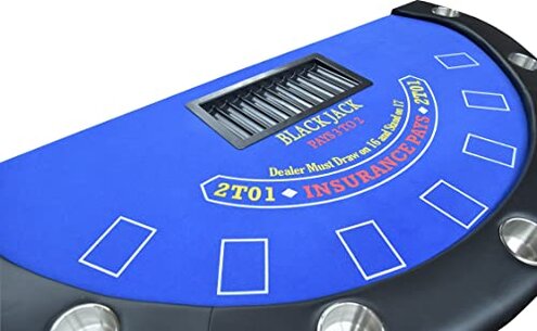 71'' Blackjack Table with Folding Legs (Blue Felt)