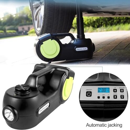 YoiTs 5 Ton 12V Electric Car Jack Kit + Impact Wrench LED Light Portable Hydraulic Jack 15-36 CM Tire Lifting Car Repair Tool