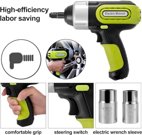 YoiTs 5 Ton 12V Electric Car Jack Kit + Impact Wrench LED Light Portable Hydraulic Jack 15-36 CM Tire Lifting Car Repair Tool