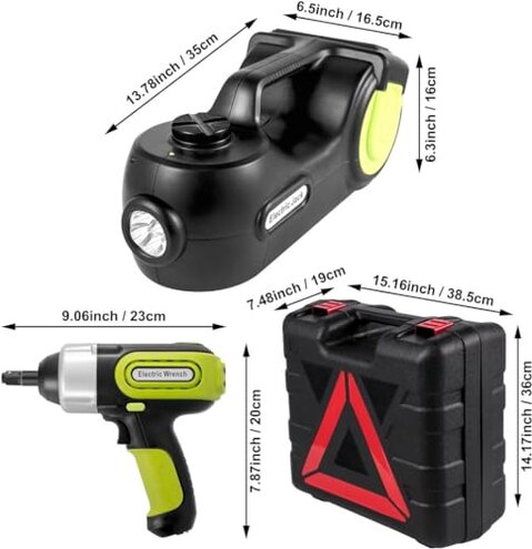 YoiTs 5 Ton 12V Electric Car Jack Kit + Impact Wrench LED Light Portable Hydraulic Jack 15-36 CM Tire Lifting Car Repair Tool