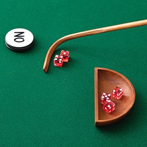 Leyndo Craps Stick Tabletop Game Set, Includes 36" Craps Rattan Stick, Casino Grade AAA 19mm Dice, Dice Boat Tray, 3" ON/Off Poker Button for Game Table