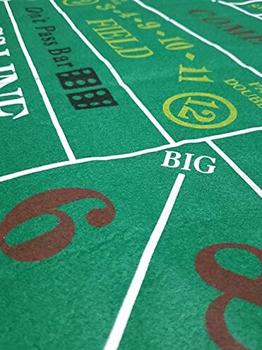 Cyber-Deals Las Vegas Style Craps Bundle Set: Felt Layout + 19mm Authentic Nevada Casino Dice (Flamingo Green Polished)