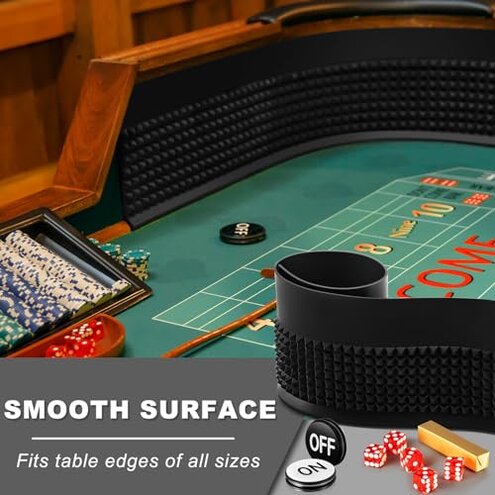 Leyndo Craps Tabletop Game Set, Includes 48"x11" Rubber Craps Diamond Pyramid Bumper, Casino Grade AAA 19mm Dice, 3 Inch On/Off Buttons for Casino Poker Nights(Black)