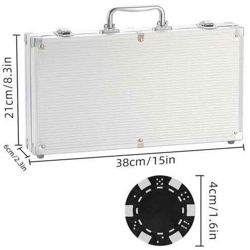 300Pcs Poker Chips Set for Texas Holdem,Blackjack,Professional Poker Kit with Aluminum Case,2 Decks Cards,Dealer,Big Small Blind Buttons and 5 Dice,11.5 Gram Gambling Chips for Casino Games