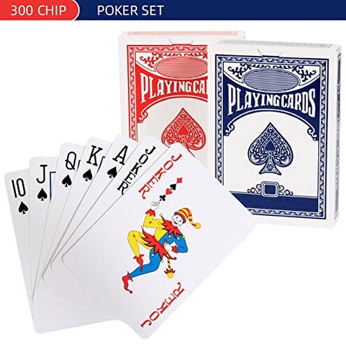 300Pcs Poker Chips Set for Texas Holdem,Blackjack,Professional Poker Kit with Aluminum Case,2 Decks Cards,Dealer,Big Small Blind Buttons and 5 Dice,11.5 Gram Gambling Chips for Casino Games