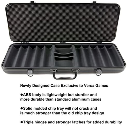 Versa Games Poker Chips - Clay Poker Chips Set - 13.5g 500 Piece Crown Casino Poker Set with Numbers Denomination - Upgraded Poker Set Case