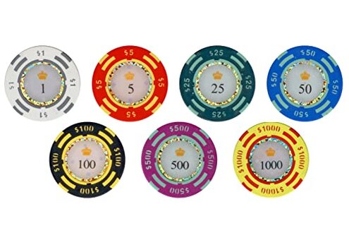 Versa Games Poker Chips - Clay Poker Chips Set - 13.5g 500 Piece Crown Casino Poker Set with Numbers Denomination - Upgraded Poker Set Case
