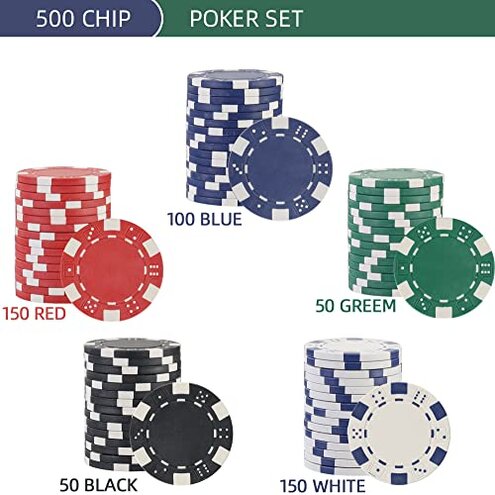 LUOBAO Poker Chips Set,500 Pcs Poker Chips for Texas Holdem ,Blackjack Poker Games,Pokeno Gambling Chips Kit Casino Chip for Texas Hold em,11.5g Clay Poker Set Briefcase,Black Jack Chips Set with Case
