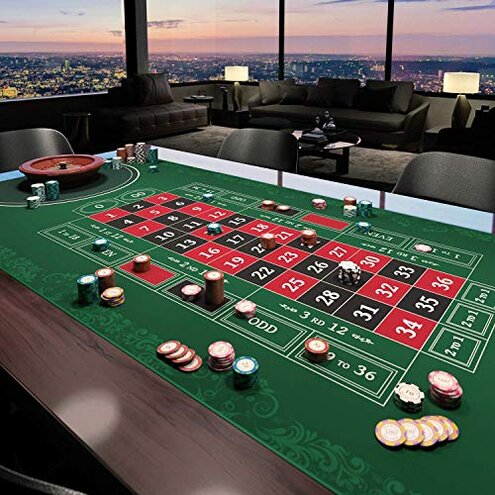 Bullets Playing Cards Poker Table Top Mat - Durable, Water-Resistant, & Non-Slip Surface - Professional-Grade Playing Mat with Sewn Edges for Casino Night and Texas Hold&rsquo;em - Rectangular 55" x 29.5"