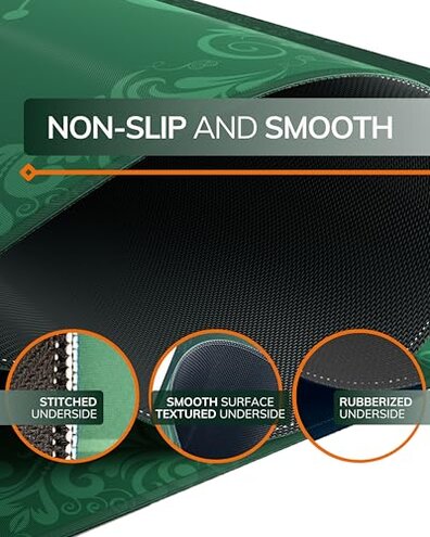 Bullets Playing Cards, Roulette Mat, Different Sizes & Variations, Casino-Style Roulette Layout, Durable, Portable, Double 0-47" x 23" (119 x 58cm), Green