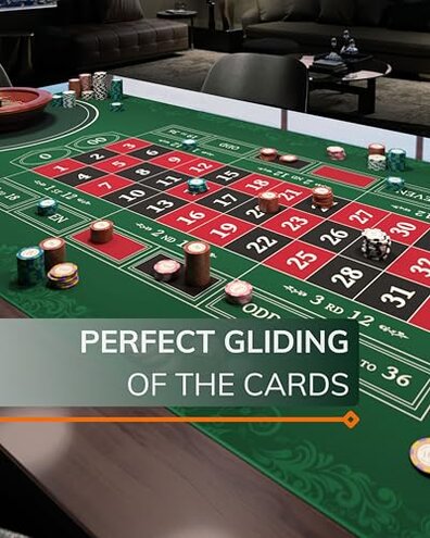 Bullets Playing Cards, Roulette Mat, Different Sizes & Variations, Casino-Style Roulette Layout, Durable, Portable, Double 0-47" x 23" (119 x 58cm), Green