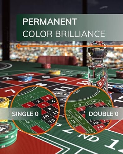 Bullets Playing Cards, Roulette Mat, Different Sizes & Variations, Casino-Style Roulette Layout, Durable, Portable, Double 0-47" x 23" (119 x 58cm), Green