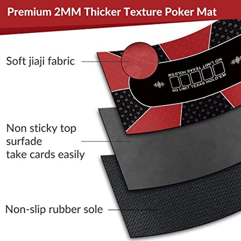 nuveti Poker Mat - 55 x 28inch Non-Slip Poker Table Game Mat - Portable Rubber Waterproof Poker mat for Table 6-8 Player Card Game Anti-Slip Rubber Poker Table Top Layout