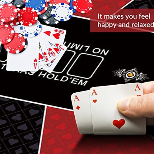 nuveti Poker Mat - 55 x 28inch Non-Slip Poker Table Game Mat - Portable Rubber Waterproof Poker mat for Table 6-8 Player Card Game Anti-Slip Rubber Poker Table Top Layout