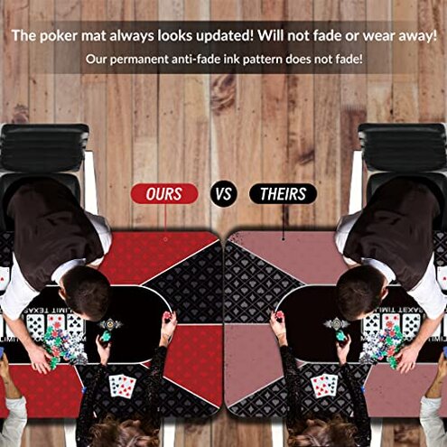 nuveti Poker Mat - 55 x 28inch Non-Slip Poker Table Game Mat - Portable Rubber Waterproof Poker mat for Table 6-8 Player Card Game Anti-Slip Rubber Poker Table Top Layout