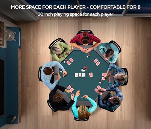 ZivPlay Poker Table Foldable Texas Holdem Poker Table Portable with Folding Legs for Card Game and Casino Gambling 8 Player Octagon