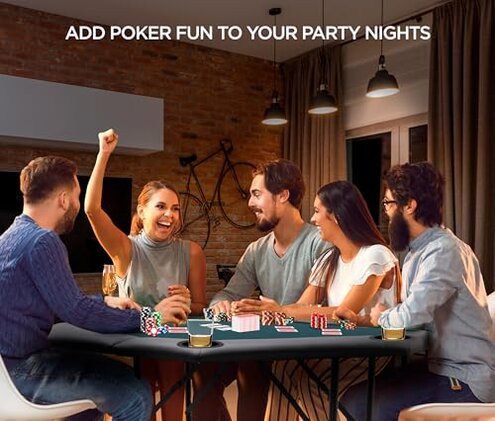 ZivPlay Poker Table Foldable Texas Holdem Poker Table Portable with Folding Legs for Card Game and Casino Gambling 8 Player Octagon