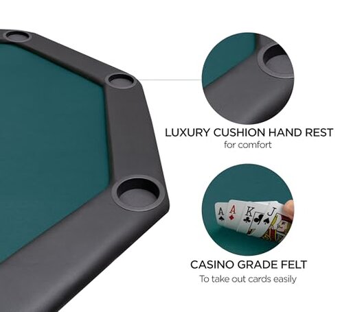 ZivPlay Poker Table Foldable Texas Holdem Poker Table Portable with Folding Legs for Card Game and Casino Gambling 8 Player Octagon