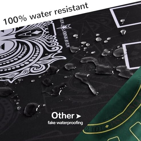 FURUISEN Waterproof 70 x 35 Inch Texas Hold'em Poker Mat for Table, Portable Poker Table Top with Smooth Premium Surface, Noise Reduction, and Zipper Handbag for Professional Poker Games Casino Games