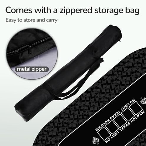 FURUISEN Waterproof 70 x 35 Inch Texas Hold'em Poker Mat for Table, Portable Poker Table Top with Smooth Premium Surface, Noise Reduction, and Zipper Handbag for Professional Poker Games Casino Games