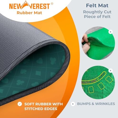 Newverest Blackjack Mat 70" x 35", Blackjack Table Top for Home Game Nights with Friends | Black Jack Casino Table Topper, Poker Mat Layout in Zipper Storage Bag with 8 Coasters in Gift Box (Green)
