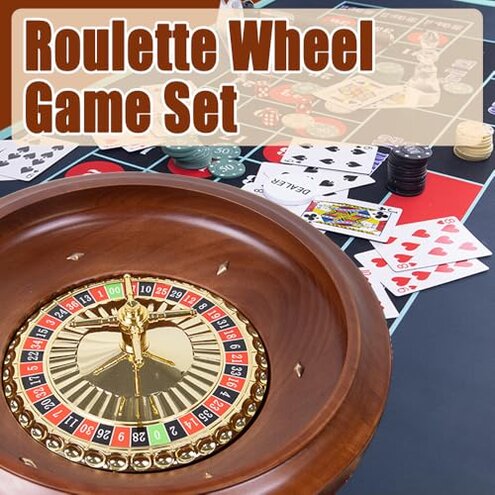 CASINO 16-Inch Roulette Wheel Game Set with 120 chips, Felt Layout, and Rake