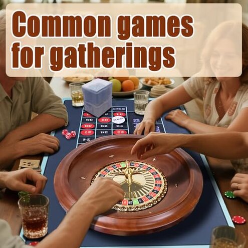 CASINO 16-Inch Roulette Wheel Game Set with 120 chips, Felt Layout, and Rake