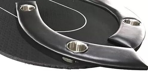 ECOTOUGE Poker Table Foldable, 10 Players Texas Holdem Table with Metal Cup Holders & Folding Legs, Oval Casino Leisure Game Table Top for Blackjack, Card Game, Blue