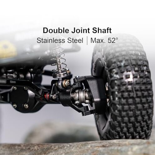 INJORA +4mm Planet Front Rear Axles with Double Joint Shafts & Brass Steering Knuckles for 1/24 Axial SCX24 Upgrade(Black)
