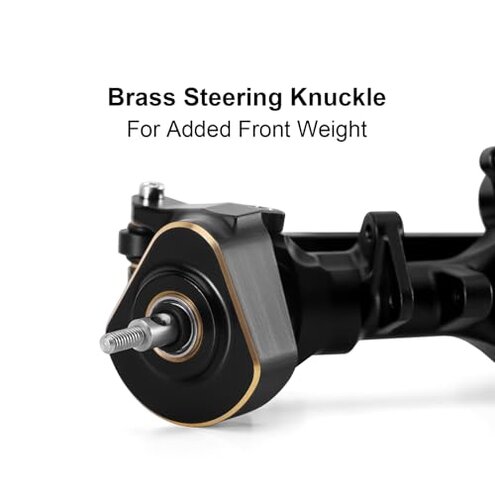 INJORA +4mm Planet Front Rear Axles with Double Joint Shafts & Brass Steering Knuckles for 1/24 Axial SCX24 Upgrade(Black)