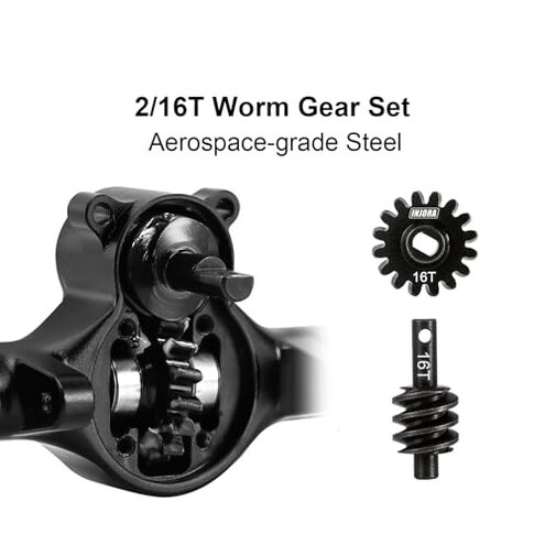 INJORA +4mm Planet Front Rear Axles with Double Joint Shafts & Brass Steering Knuckles for 1/24 Axial SCX24 Upgrade(Black)