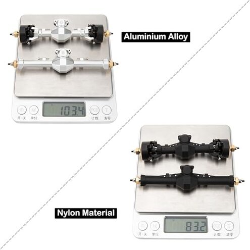 MEUS RACING Nylon SCX24 Axles with Isokinetic 3-Section CVD for Axial SCX24 C10 JLU Gladiator Bronco Deadbolt 1/24 RC Crawler, +5mm Widened and 52&deg; Max. Steering Angle