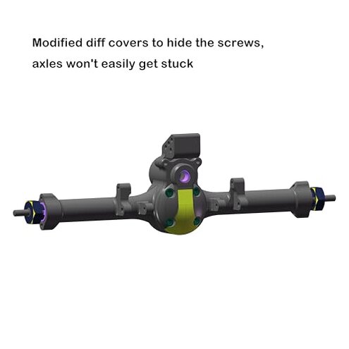 MEUS RACING 5mm ISO V2 SCX24 Axles with 3-Section CVD for Axial 1/24 SCX24 RC Crawler (Black)