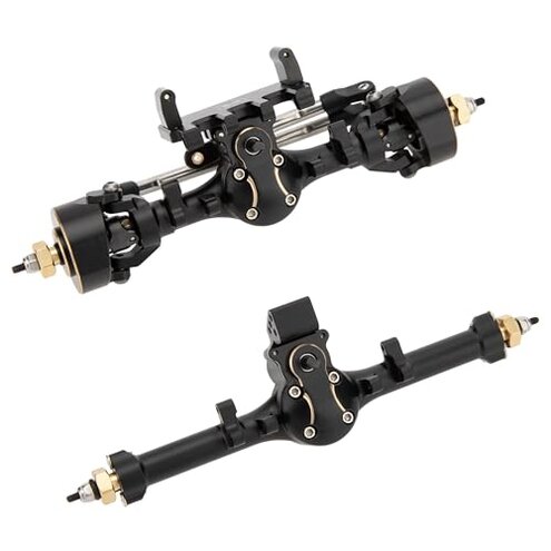 MEUS RACING 5mm ISO V2 SCX24 Axles with 3-Section CVD for Axial 1/24 SCX24 RC Crawler (Black)