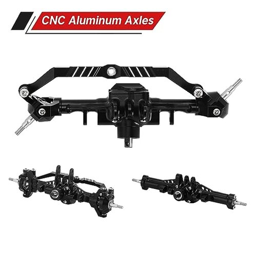 INJORA Front&Rear Axles Set - +4mm Extended Aluminum Complete Axles for TRX4M Upgrade 1/18 RC Crawler Car