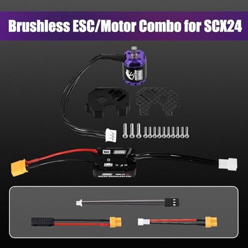 INJORA MBL32 G2 Waterproof Brushless ESC & 1721 Purple Viper Outrunner Motor for 1/24 Axial SCX24 Upgrade