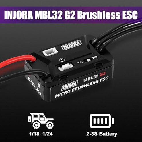 INJORA MBL32 G2 Waterproof Brushless ESC & 1721 Purple Viper Outrunner Motor for 1/18 TRX4M Ascent-18 Upgrade