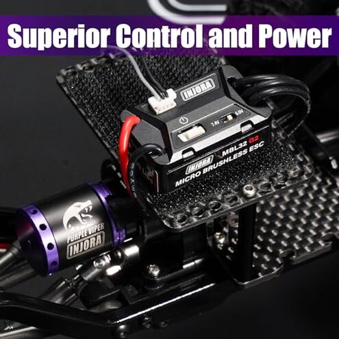 INJORA MBL32 G2 Waterproof Brushless ESC & 1721 Purple Viper Outrunner Motor for 1/18 TRX4M Ascent-18 Upgrade