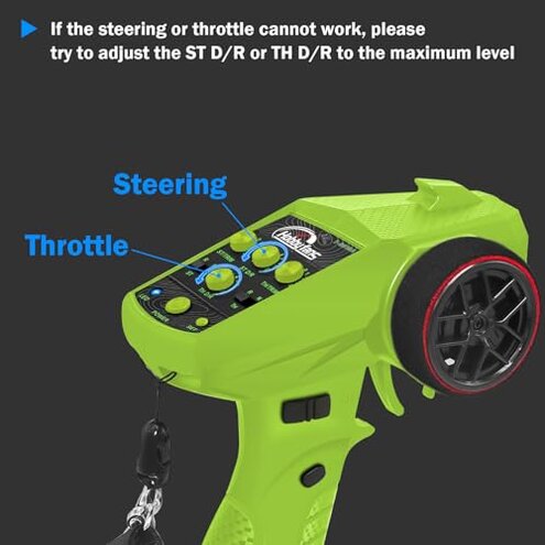 Hobby Fans RC Radio System 4CH 2.4G RC Transmitter with Receiver and Lanyard Anti-Jamming Remote Controller for RC Car Crawler Boat, Green & Black
